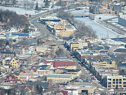 Aerial view of downtown West Bend Wisconsin